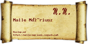 Malle Máriusz névjegykártya